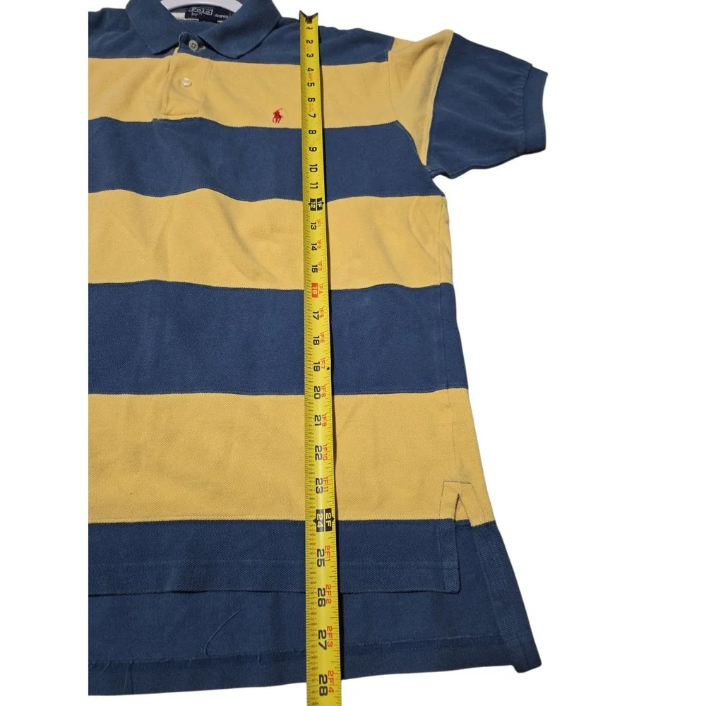 Polo Ralph Lauren Mens Blue Yellow Striped Short Sleeve Cotton‎ Polo Shirt L